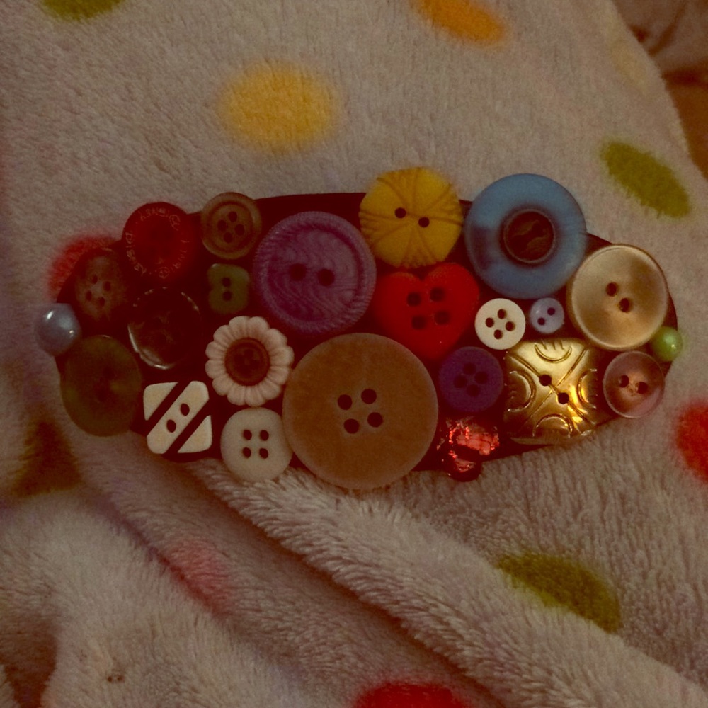 Hand-made button barrette